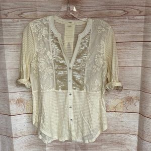 COPY - Anthropologie Tiny Sequined Placket Henley